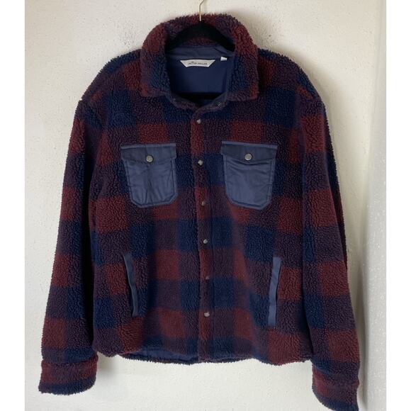 Peter Millar Shirt Jacket Mens XL Crown High Pile Fleece Plaid Snap Shacket - Picture 1 of 11